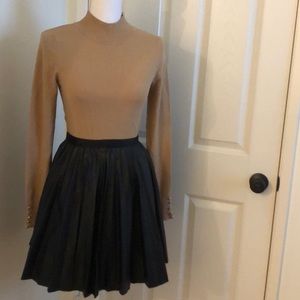 Accordion Pleated Faux Leather Skirt